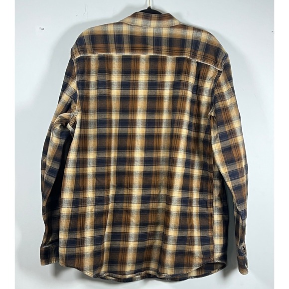 Carhartt Mens Original Fit Blue Tan Plaid Cotton Long Sleeve Button Down Shirt L - Picture 5 of 5